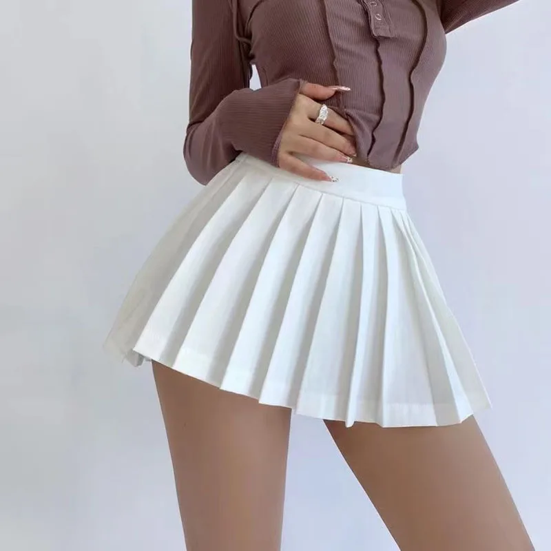 White Pleated Y2K High Waist Mini Skirt - Sexy Korean Preppy Streetwear