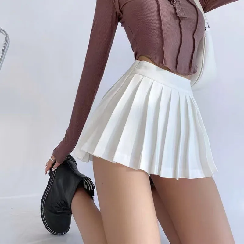 White Pleated Y2K High Waist Mini Skirt - Sexy Korean Preppy Streetwear