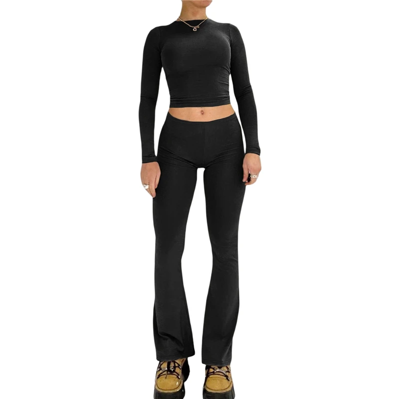 Y2K 2-Piece Set: Crop Top & Low Waist Trousers - Casual Streetwear