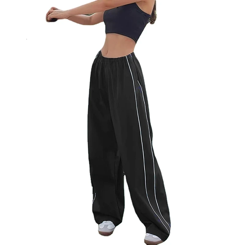 Y2K Aesthetic Baggy Cargo Pants - Elastic Low Waist Joggers with Pockets