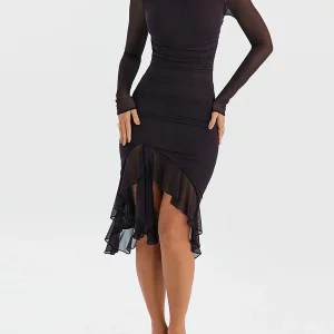 Y2K Aesthetic Bodycon Dress: Sleeveless Tulle Ruffle Hem Midi - Summer Sexy Retro Style