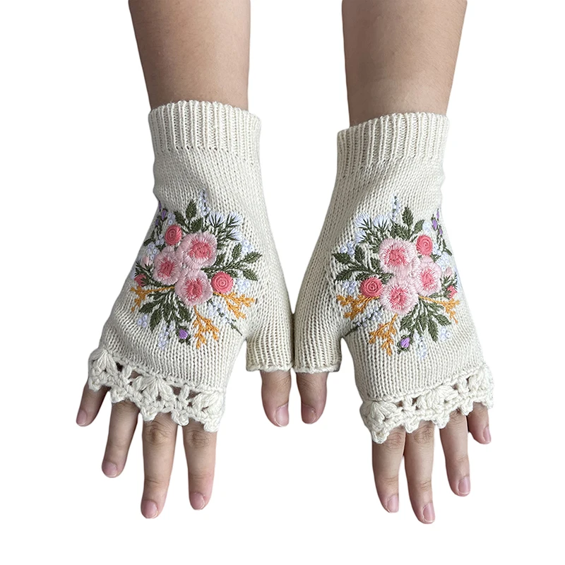 Y2K Aesthetic Crocheted Wrist Warmers - Winter Knit Fingerless Gloves