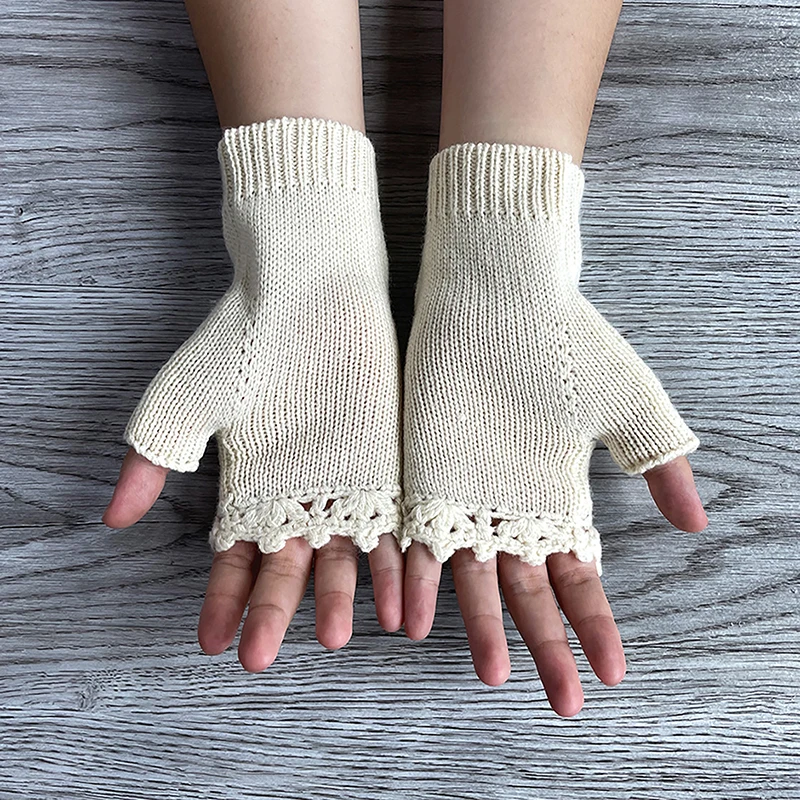 Y2K Aesthetic Crocheted Wrist Warmers - Winter Knit Fingerless Gloves