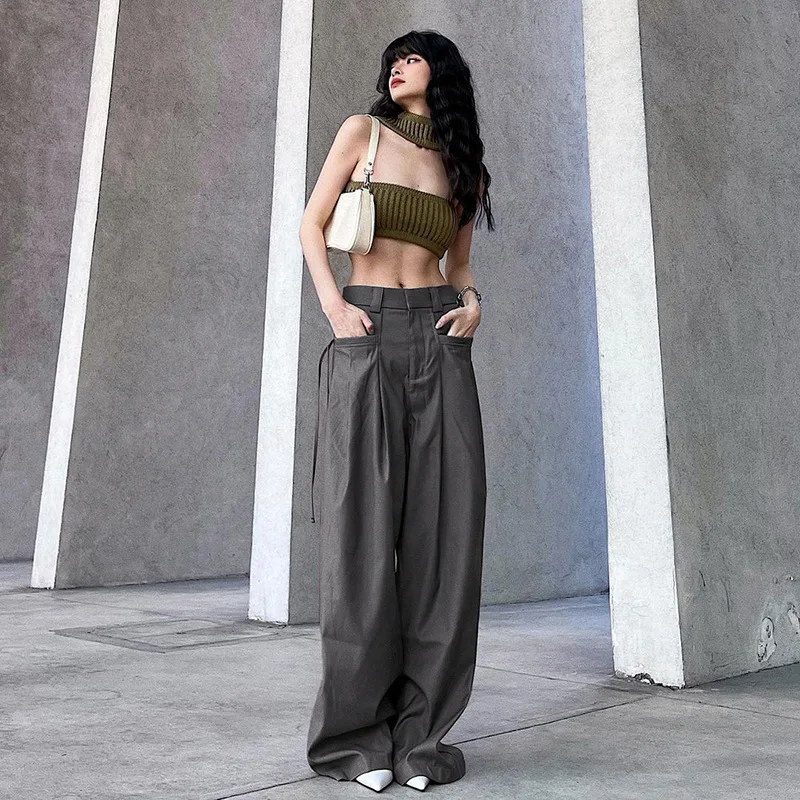 Y2K Aesthetic Grey Cargo Pants - Korean Fashion Streetwear Sweatpants