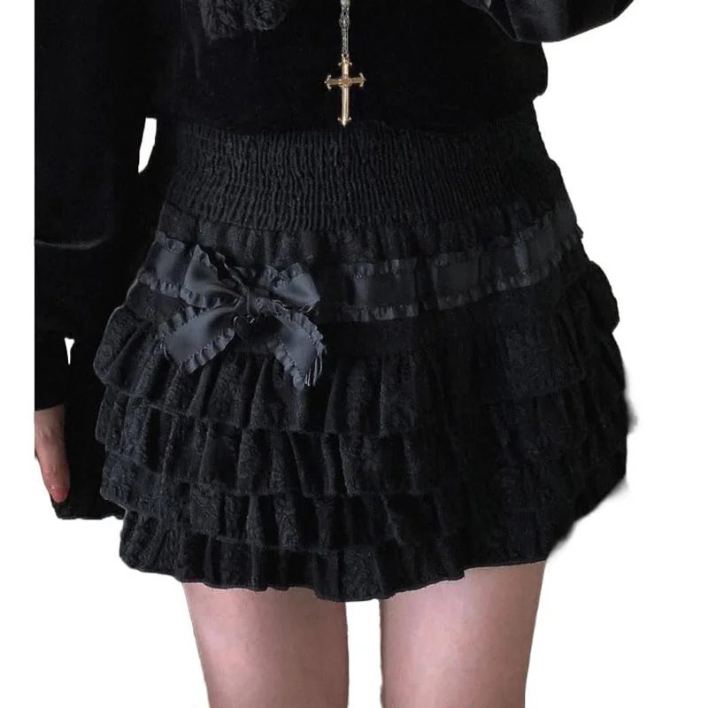 Y2K Aesthetic Kawaii Lolita Cake Skirt - High Waist Ruffle Layered Streetwear Fairycore Fashion