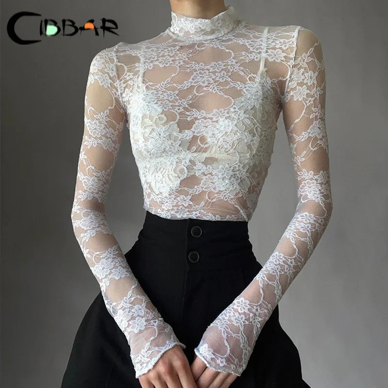 Y2K Aesthetic Lace Crop Top - Elegant and Sexy White Long Sleeve Slim Fit Tee