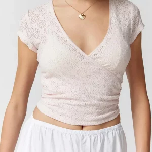 Y2K Aesthetic Lace Crop Top - Elegant White Long Sleeve Slim Fit Shirt