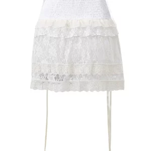 Y2K Aesthetic Lace Mini Skirt - Vintage Gothic E-girl Streetwear