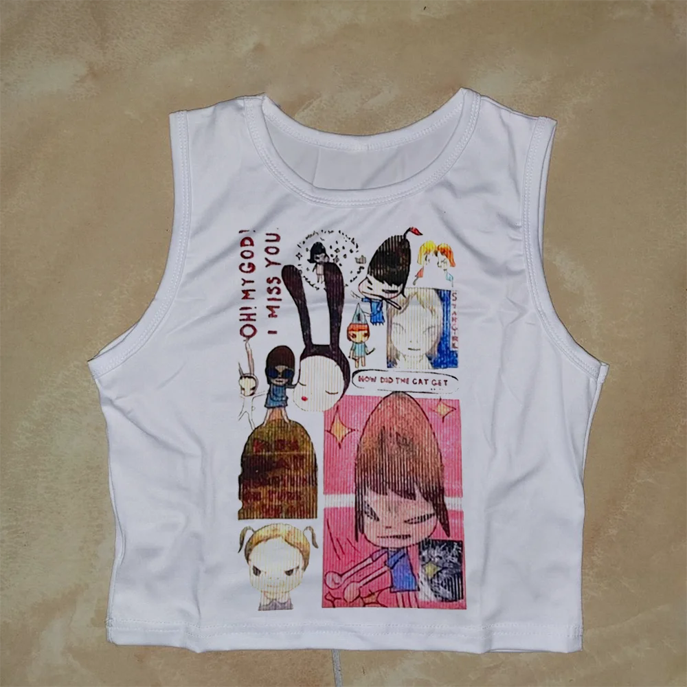 Y2K Aesthetic Letter Tank Top - Crop Tee Streetwear Suspenders Shirt