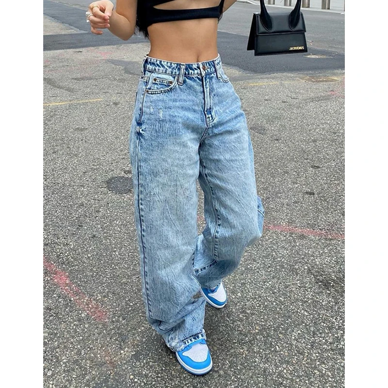 Y2K Aesthetic Loose Baggy Jeans - Mid Waist Denim Cargo Pants