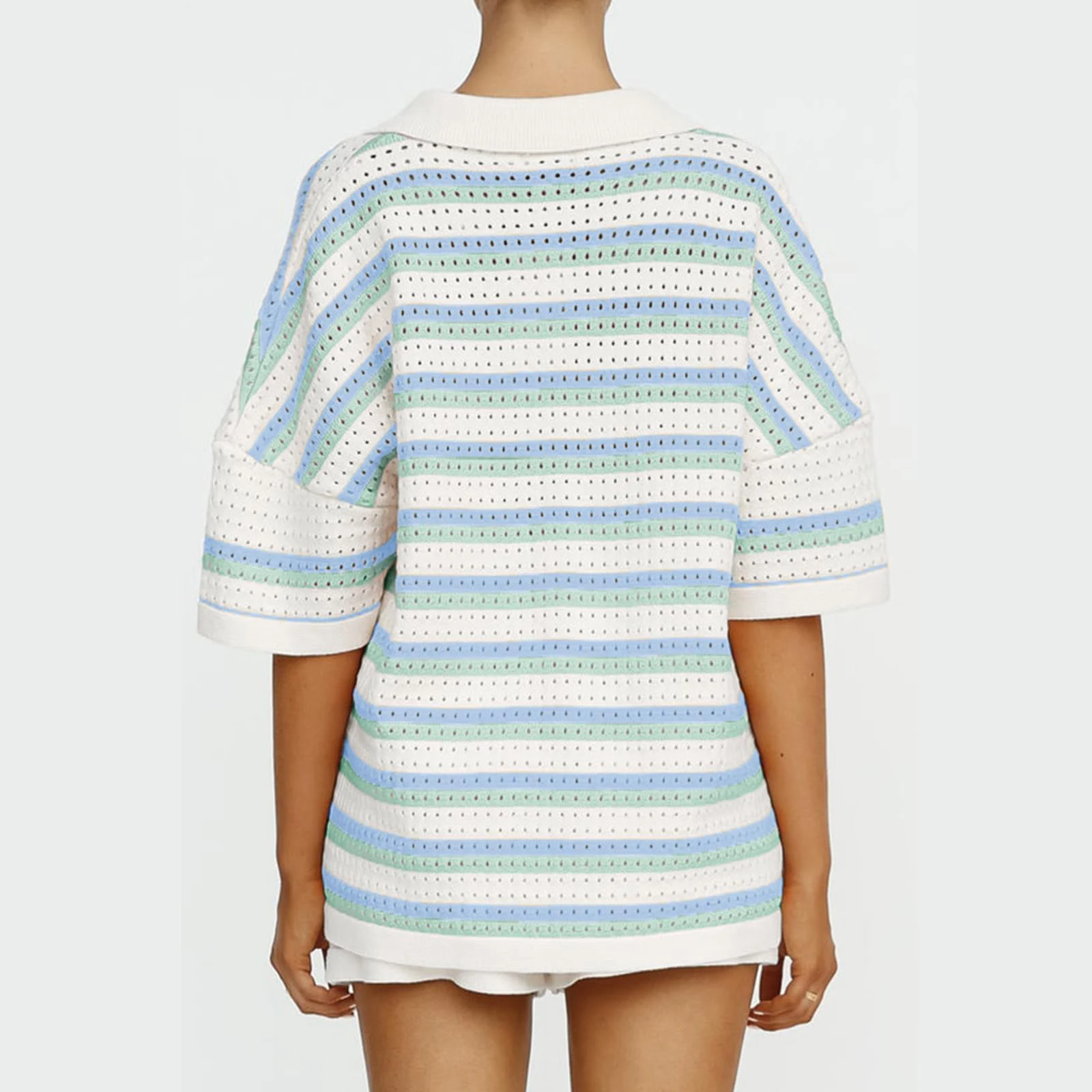 Y2K Aesthetic Pajama Set: Stripe Button Top & Shorts