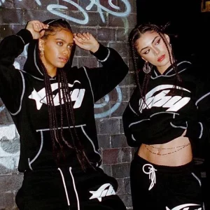 Y2K Aesthetic Star Print Hoodie and Sports Pants Set