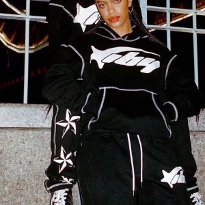 Y2K Aesthetic Star Print Hoodie and Sports Pants Set