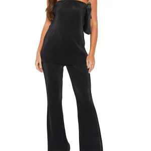 Y2K Aesthetic Women's 2-Piece Outfit: Strapless Tube Top & Wide Leg Pants