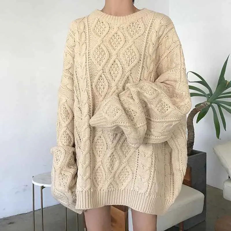 Y2K Autumn Knitted Sweater - Winter Warm Casual O Neck Pullover