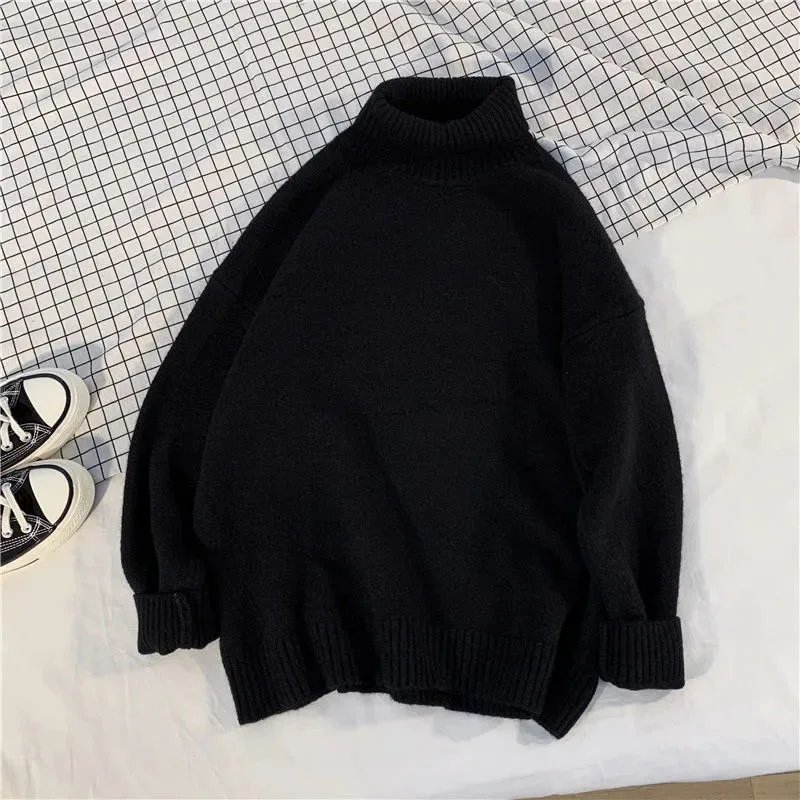 Y2K Autumn Turtleneck Knit Sweater - Korean Preppy Solid All Match Pullover