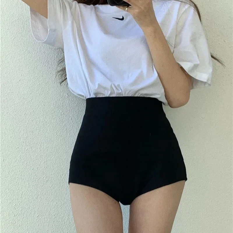 Y2K Black High-Waist Skinny Shorts - Streetwear Fashion for Women