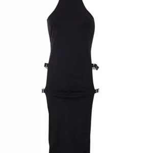 Y2K Black Hollow Side Slit Maxi Dress - Women's Summer Sexy Outfit