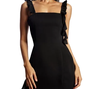 Y2K Black Satin Camisole Dress - Elegant Sleeveless Slip for Summer Parties