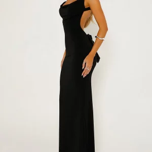 Y2K Black Satin Camisole Dress - Elegant Slip Holiday Party Outfit