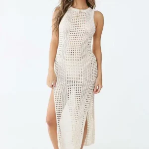 Y2K Bohemian Knitted Beach Cover-Up - Hollow Out Swimsuit Dress