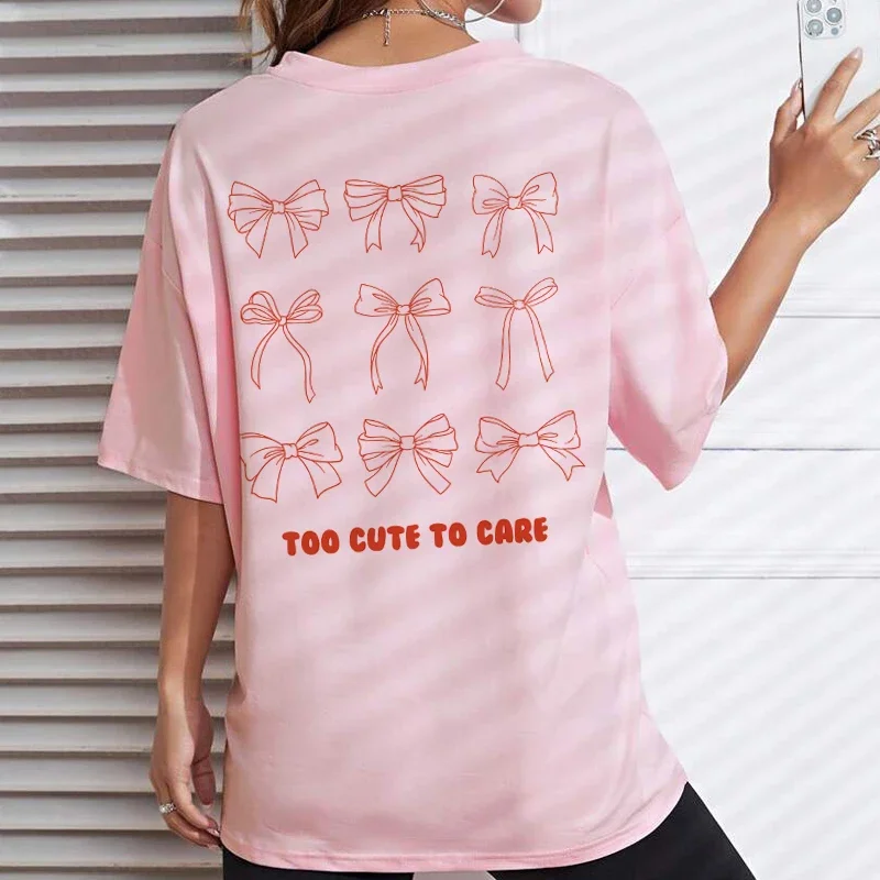 Y2k Bow Print T-Shirt: Trendy Coquette Graphic Tee for Egirl Aesthetic - Female Summer Fashion Top