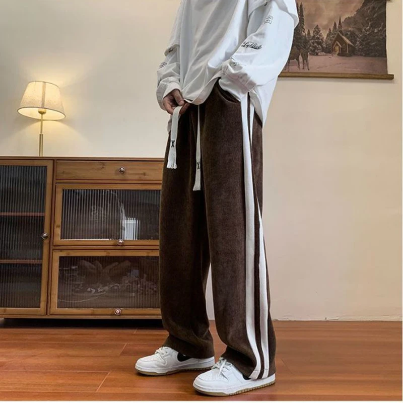 Y2K Brown Corduroy Jogging Sweatpants: Streetwear Chic for Women