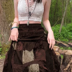 Y2K Brown Printed Boho Grunge Fairyore Retro Skirt