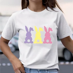 Y2K Bunny Graphic T-Shirt - Easter Lettering and Bunny Design