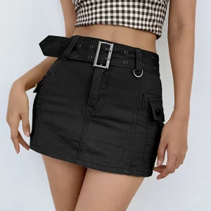 Y2k Cargo Skirt: Low Waisted Bodycon Pencil Jeans with Pockets