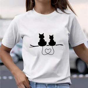 Y2K Cartoon Graphic Print Casual Round Neck T-Shirt