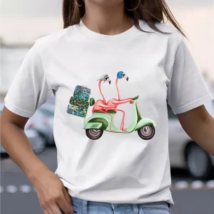 Y2K Cartoon Print Round Neck Casual T-Shirt