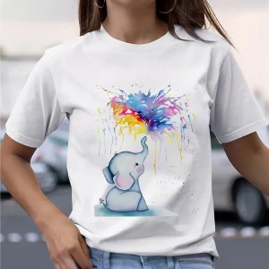 Y2K Cartoon Print Round Neck Casual T-Shirt