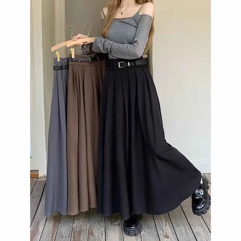 Y2K Chic Belted A-Line Skirt - Autumn Fashion Statement