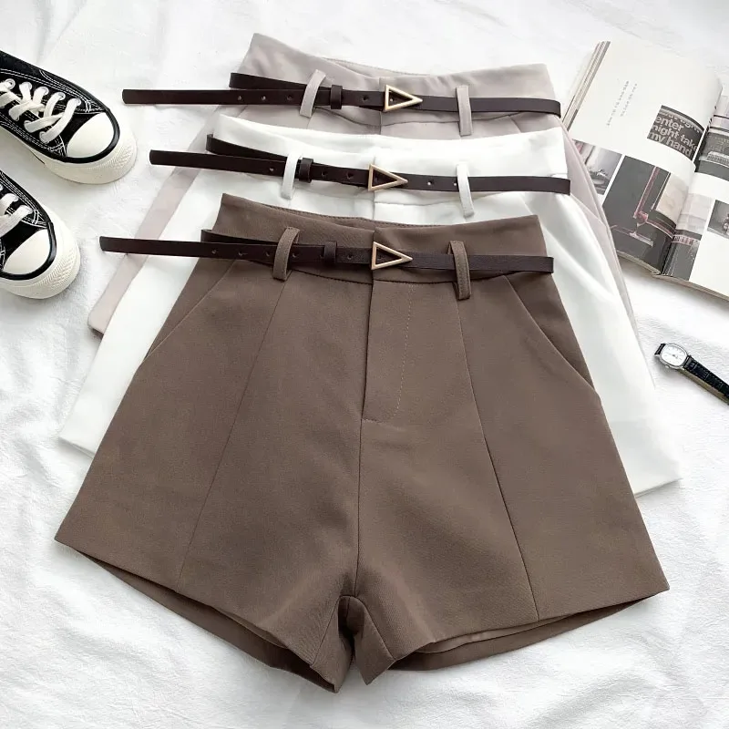 Y2K Chic: Casual A-Line High Waist Shorts with Belt - Women's Summer Fashion