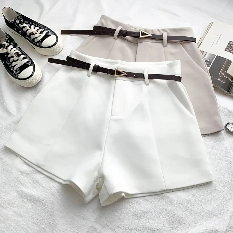 Y2K Chic: Casual A-Line High Waist Shorts with Belt - Women's Summer Fashion