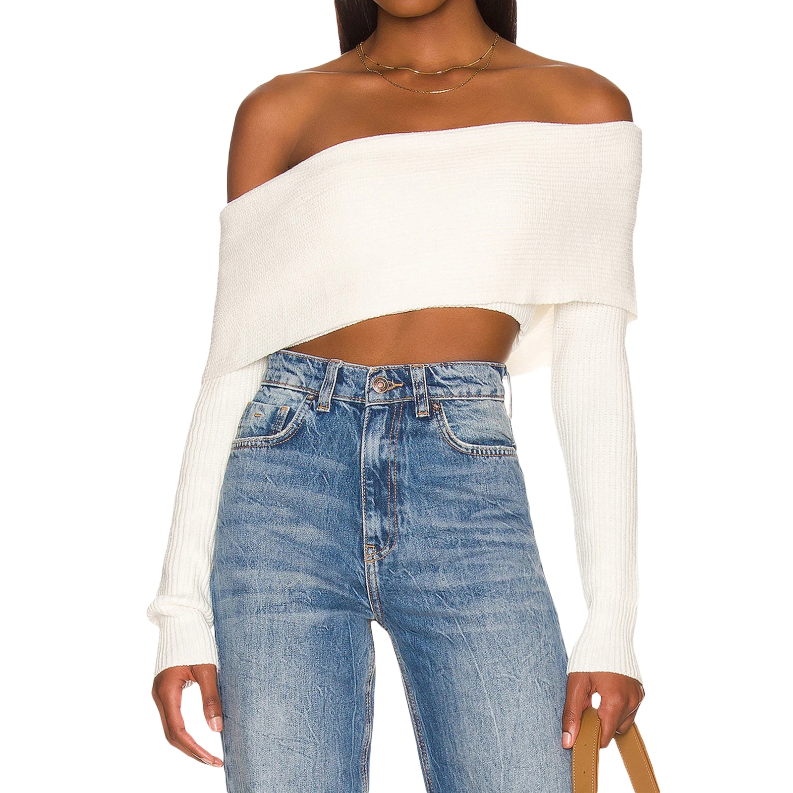 Y2K Chic Knitted Crop Top | Irregular Off-Shoulder Pullover