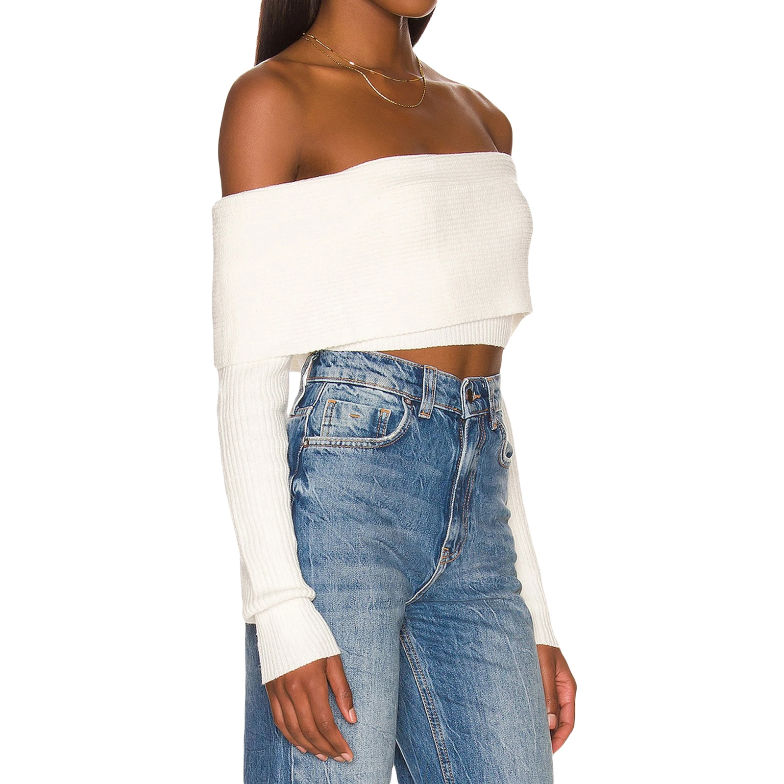 Y2K Chic Knitted Crop Top | Irregular Off-Shoulder Pullover