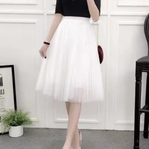 Y2K Chic Mesh Tulle Skirt - Korean Fashion A-Line Pleated Party Faldas