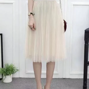 Y2K Chic Mesh Tulle Skirt - Korean Fashion A-Line Pleated Party Faldas