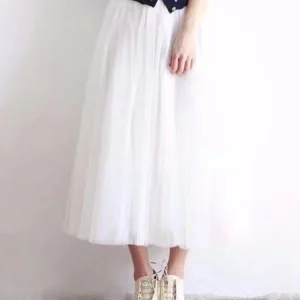 Y2K Chic Mesh Tulle Skirt - Korean Fashion A-Line Pleated Party Faldas