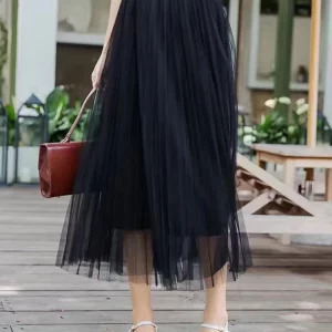 Y2K Chic Mesh Tulle Skirt - Korean Fashion A-Line Pleated Party Faldas