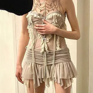 Y2K Chiffon Pleated Skirts - Fairycore Balletcore Vintage Aesthetic Mini Skirts for Summer Parties