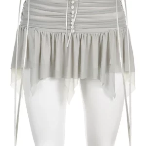 Y2K Chiffon Pleated Skirts - Fairycore Balletcore Vintage Aesthetic Mini Skirts for Summer Parties