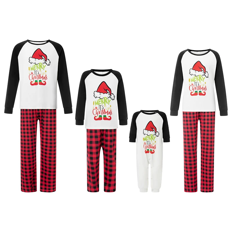 Y2K Christmas Family Matching Pajama Set with Letter Print