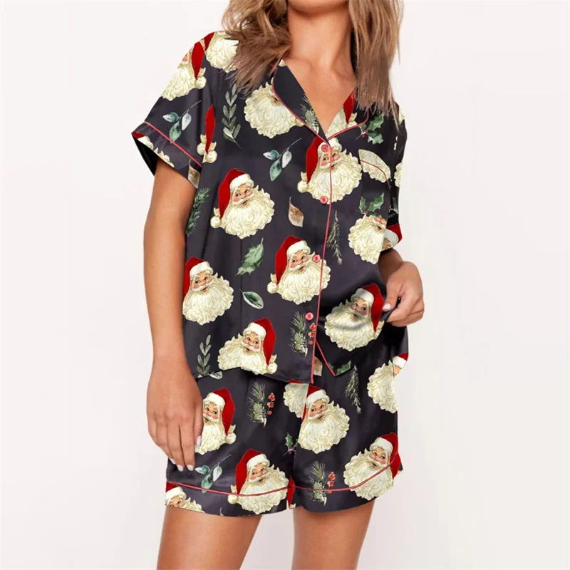 Y2K Christmas Loungewear Set: Nutcracker Pattern Shirt & Shorts