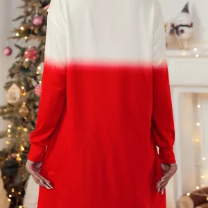 Y2K Christmas Sexy Women Casual Dress - Cartoon Print Round Neck Long Sleeve A-Line Tunic