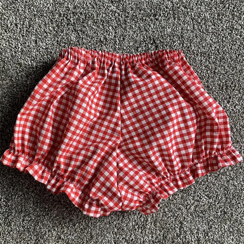 Y2K Coquette Lounge Shorts - Elastic Band Ruffle Trim Plaid Solid Color Duck Print