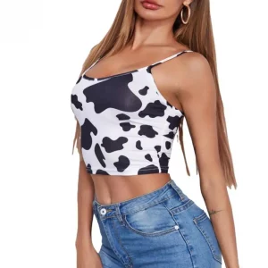 Y2K Cow Print Cami Tank Top for Party & Vacation