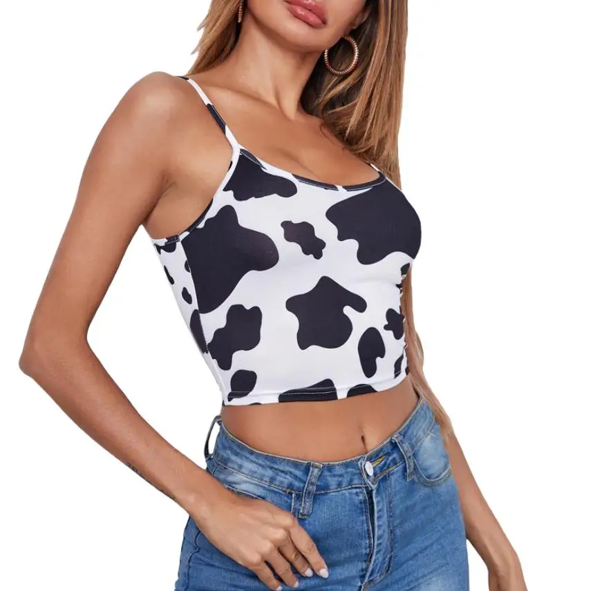 Y2K Cow Print Cami Tank Top for Party & Vacation